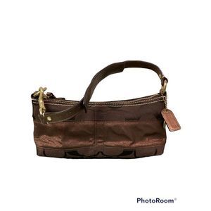 Coach Bronze Brown Fabric Leather Bag